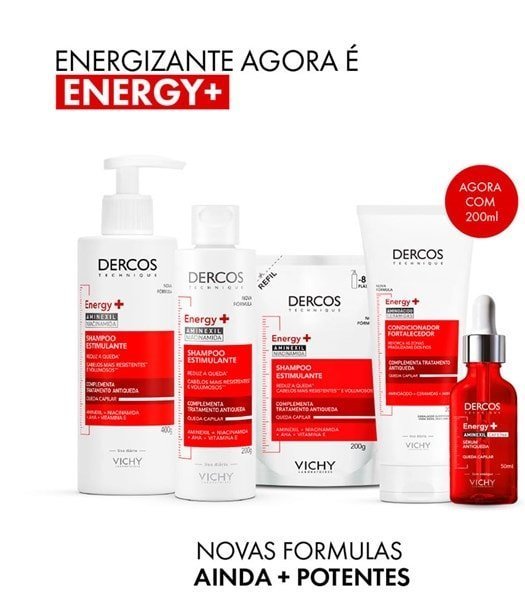 DERCOS Shampoo Estimulante Antiqueda Refil Energy+ 200g - Imagem 2